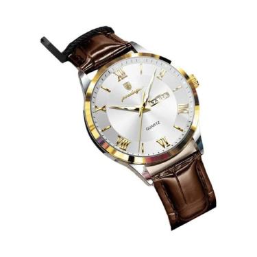 Imagem de Relógio De Pulso Masculino De Luxo Em Couro Com Quartzo, À Prova d'Águ