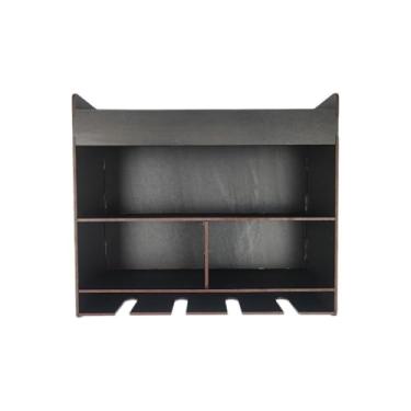 Imagem de Armário rústico de madeira para vinhos montado na parede, balcão compacto para bar, suporte decorativo para copos, armazenamento doméstico de vinhos