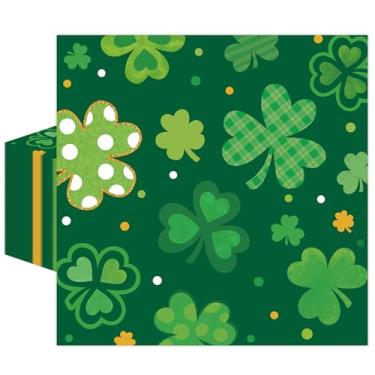 Imagem de Guardanapos de papel do Dia de São Patrício, design de trevo verde, 33 x 33 cm, pacote com 50 guardanapos descartáveis de almoço para decorações de festa de São Patrício da sorte irlandesa (São