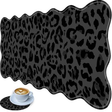 Imagem de Bxgolkgd Tapete de mesa grande 80 × 29 cm, mouse pad estendido para jogos com bordas costuradas, base de borracha antiderrapante, teclado para escritório, casa, estampa de leopardo preto