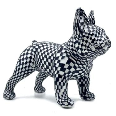 Imagem de FUNSXBUG Art Abstract French Bulldog Statue Dog Figurines Sculpture Collectibles Home Office Desktop Decor Outdoor Garden Display Decoration Resin (Black and White)