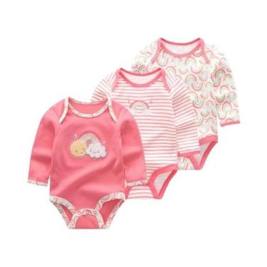 Imagem de Conjunto De 3 Peças De Body De Manga Longa Para Bebê Menino Ou Menina,