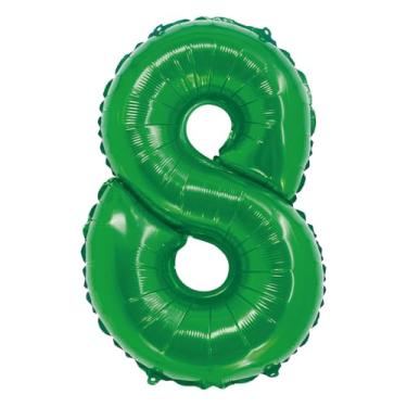 Imagem de BALAO METALIZADO C/CANUDO 16" VERDE NUMERO 8