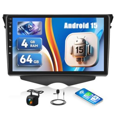 Imagem de [4G + 64G] Estéreo automotivo Android 13 para Hyundai Veloster 2011-2015 com carro sem fio CarPlay Android Auto, rádio automotivo com tela sensível ao toque de 9 polegadas com link espelhado, controle