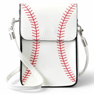Imagem de Shinylin Bolsas de beisebol transversais pequenas bolsas esportivas femininas para celular bolsa de couro feminina bolsas para eventos, Branco