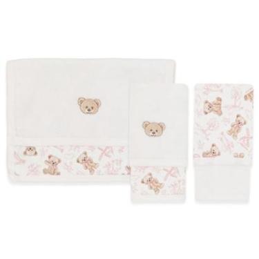 Imagem de Kit 2 Toalhas De Boca Algodão Off White Urso Rosa Mini & Co-Feminino