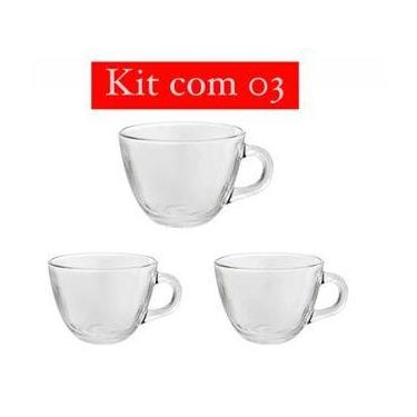 Imagem de Xícaras De vidro Para Chá e Café 200ml sem pires - Nadir, 3pçs