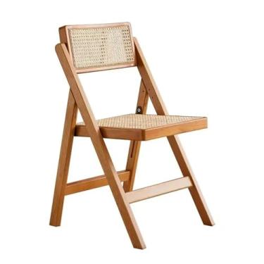 Imagem de ZXLPHA Cadeira dobrável, cadeiras de jantar de madeira de vime com encosto de rotação de 360°, banco dobrável de cozinha para sala de estar, sala de leitura, cozinha