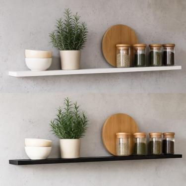 Imagem de Prateleira de Parede MDF 15mm 80cm a 110cm Preta Branca Madeirada – Prateleira para Sala, Quarto, Cozinha e Banheiro(Cru,110x20cm)