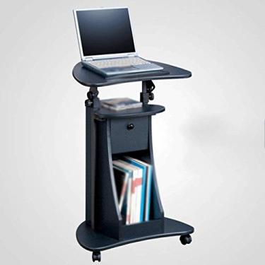 Imagem de U5GAAALPPQ9 Mesa de computador, carrinho de laptop ajustável em altura com parte superior giratória e armazenamento. Armazenamento de rolamento sentado a pé ajustável (tamanho: D) ()