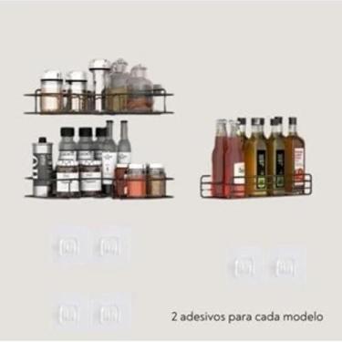 Imagem de Kit 5 Suportes Porta Shampoo Organizadores De Metal Para Banheiro E Cozinha Prateleira Com Adesivos (Kit 1 reto + 2 canto)