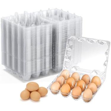 Imagem de JarThenaAMCS 200 peças de caixa de plástico para ovos vazia e transparente para ovos, recipiente para armazenamento de geladeira e cozinha doméstica (3 x 4 grades)