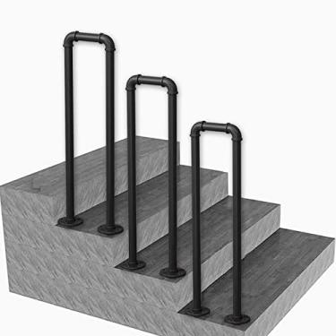 Imagem de DKXCOSQ Postes modernos de suporte de segurança para corrimão de escada de metal antiderrapante em forma de U corrimão montado no chão corrimão antiderrapante (50 cm)