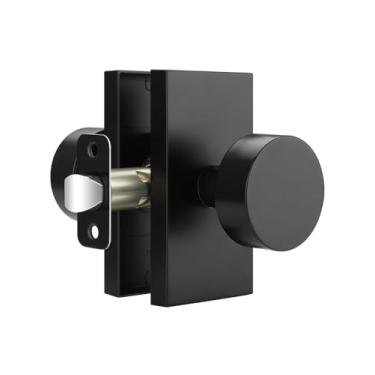 Imagem de EHOMEWARE 1 pacote de maçanetas pretas, maçanetas de porta de passagem interior sem trava, maçaneta de porta de corredor/armário sem chave, reversível para portas esquerda ou direita, ferragens