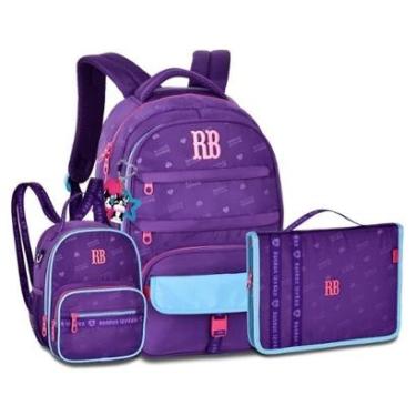 Imagem de Kit Escolar Feminino Mochila com Lancheira e Estojo Fichário-Feminino