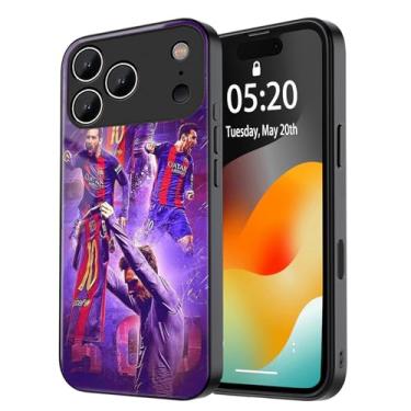Imagem de ZERMU Capa para iPhone 17 Pro Max, capa de proteção total traseira de vidro cristal TPU com absorção de choque para iPhone 17 Pro Max, Mess%i #10 jogador de futebol esportivo estrela Argentina Miam%i
