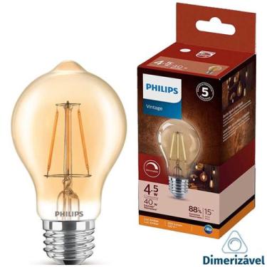 Imagem de Lampada Filamento Philips A60 Dimerizavel 4.5w 110V 2200K