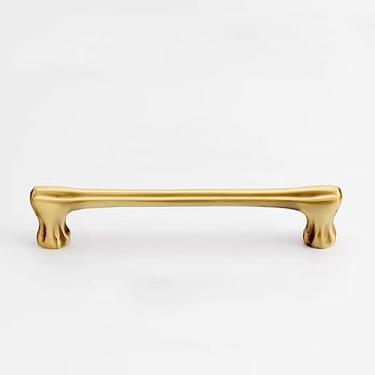 Imagem de 2 alças de armário, alças de móveis de gaveta de latão dourado, alças de toucador vintage e puxadores de gaveta, puxadores de porta com parafusos para quarto de armário - areia dourada, 128 mm / 5 in