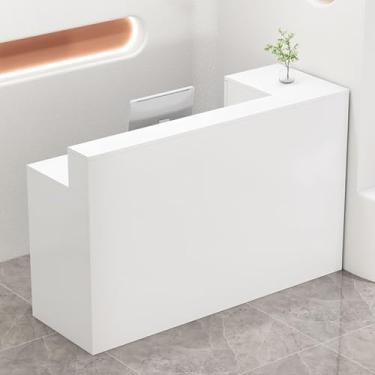 Imagem de Mesa de recepção com gavetas trancáveis, balcão pequeno para escritórios e espaços de varejo, design que economiza espaço (esquerda D, 100 cm)