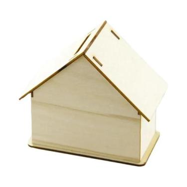 Imagem de Cofrinho De Madeira Branco DIY Para Crianças, Feito À Mão, Para Colori