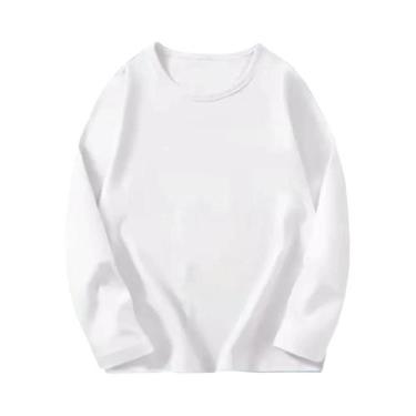 Imagem de Camiseta Infantil De Algodão, 8 Cores, Manga Comprida, Gola Redonda, P