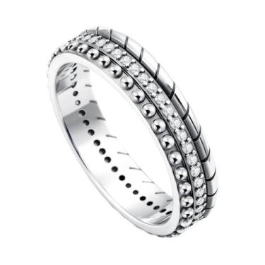 Imagem de Anel Feminino De Prata Esterlina 925 Com Mini Snoopy, Diamante Rosa De