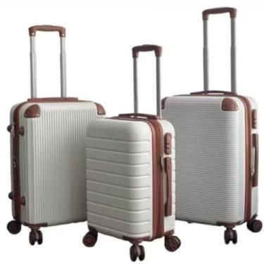 Imagem de Mala De Bordo Viagem Rodinha 360° ABS Resistente Viagens Negócios(10kg G Bege LuDD 55x35x25cm)