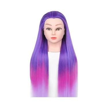 Imagem de Cabeça De Manequim De 24 Polegadas Com Cabelo De Fibra Para Prática De