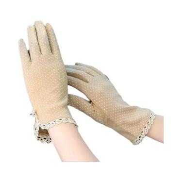 Imagem de Luvas Femininas Finas De Seda Gelada Com Proteção Solar E Antiderrapan