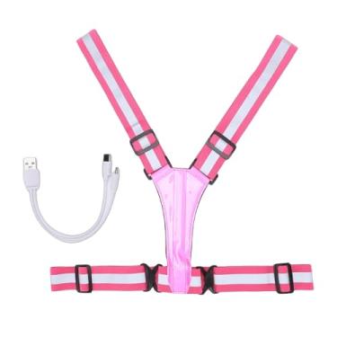 Imagem de Asixxsix Colete Refletivo de LED, Colete de Segurança de Alta Visibilidade, de Corrida LED Recarregável por USB Ilumina Fantasia de Corrida de Halloween para Caminhada, Ciclismo, (Rosa)