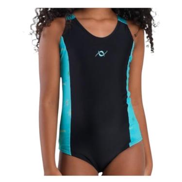 Imagem de Maiô Infantil Juvenil De Natação Praia Proteção Uv Piscina (Preto/Estampa Verde Veleiro, 6)