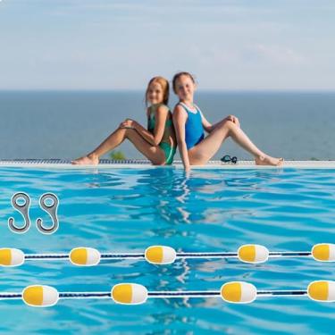 Imagem de O divisor de pista de piscina eficaz flutua de 4,3 m a 11 m, linha de faixa de natação e bóia de segurança, corda de piscina flutuante para separação clara da faixa e fácil natação