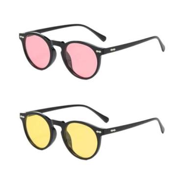 Imagem de 2 pçs novo estilo de óculos retro redondo moda mita óculos de sol pers