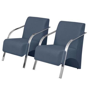 Imagem de Kit 2 Poltronas Vênus 1 Lugar Pé Alumínio D Salla Azul Bic