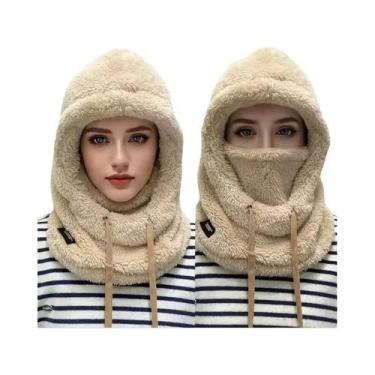 Imagem de Balaclava Feminina De Inverno Grossa Com Cordão Ajustável Para Cobertu