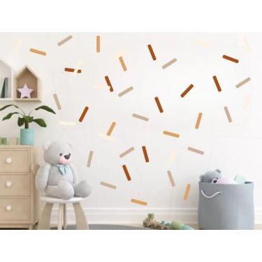 Imagem de Adesivos de parede confetes boho decoração quarto sala tons terrosos -