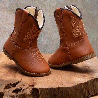 Imagem de Bota Texana Bebê Botinha Country Forrada Antiderrapante Leve FARMFUN, 