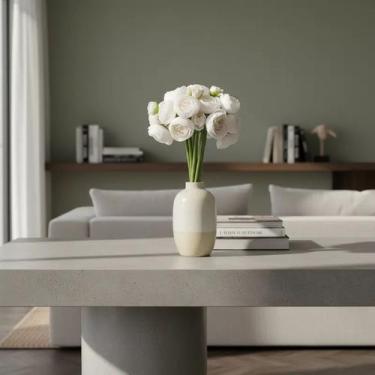 Imagem de Buquê Peônia Flor Artificial Para Decoração Realista Grande Cor:Branco