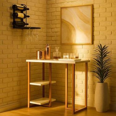 Imagem de Barzinho aparador com prateleira para quarto sala pequena Mali 76cm co