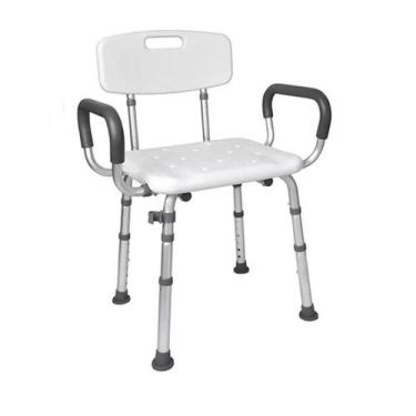 Imagem de Banco De Banho Encosto E Apoio Braços Alumínio 135kg Mercur