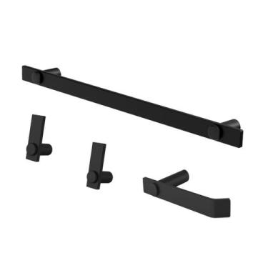 Imagem de Kit De Acessórios Para Banheiro Aço Inox Preto Fosco 2050PM Patmos - G