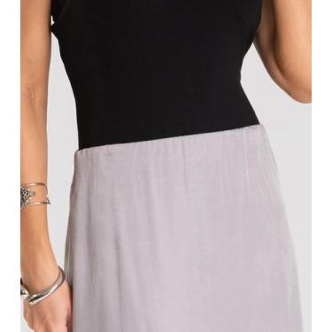 Imagem de Saia Midi Acetinada Dianna Cinza, M, Cinza