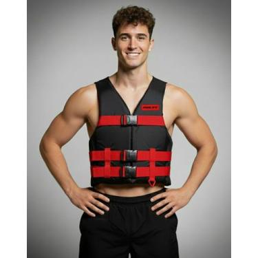 Imagem de Colete Flutuador Simetria Spectrum, Vermelho, M (Até 70Kg)