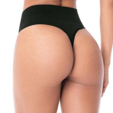 Imagem de Calcinha Fio Dental Cós Alto sem Costura Preto - Zee Rucci, P