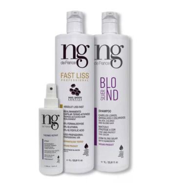 Imagem de Ng De France Kit Fast Liss 1L + Spray Thermo + Sh. Silver 1L