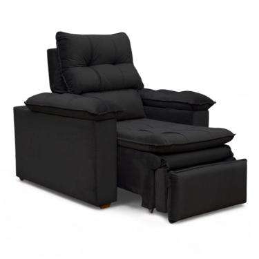 Imagem de Poltrona do Papai Reclinável Retrátil Bonari Veludo Preto - Loja Sheep