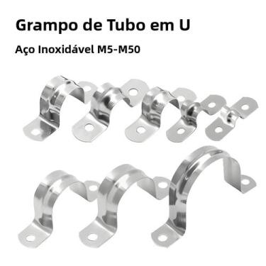 Imagem de Abraçadeira Rígida De Aço Inoxidável M5-50 (20 Peças) Suporte Em U Par