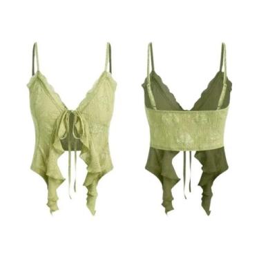 Imagem de Camisetas Crop Sexy De Verão Y2K Para Mulheres, Corset Com Renda E Sem