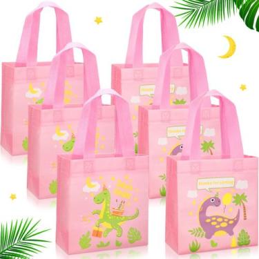 Imagem de Bolsas de lembrancinhas Shappy Dinosaur Pink, 30 unidades para meninas