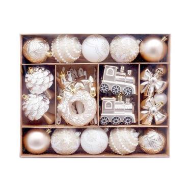 Imagem de Enfeites De Natal Em Ouro Champanhe, Pendentes Decorativos Para Casa E